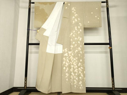 平和屋着物●訪問着　友禅　雪輪枝垂れ花文　正絹　逸品　AABF9633ck