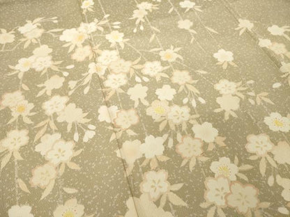 平和屋着物●訪問着　友禅　雪輪枝垂れ花文　正絹　逸品　AABF9633ck