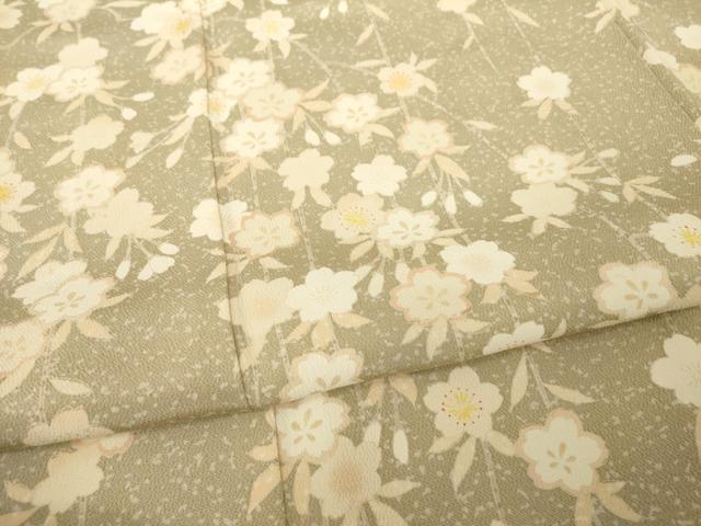 平和屋着物●訪問着　友禅　雪輪枝垂れ花文　正絹　逸品　AABF9633ck