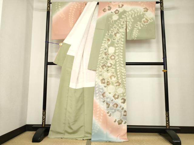 平和屋着物●訪問着　作家物　辻が花　舞花文　暈し染め　金銀彩　正絹　逸品　AABF9634ck