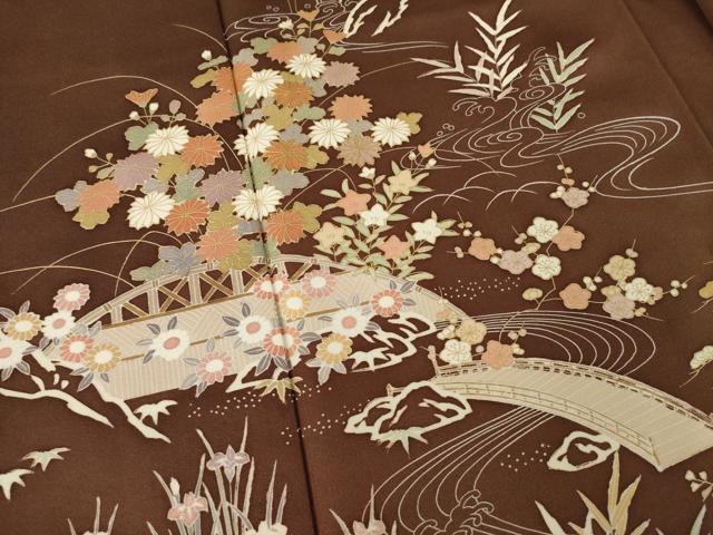 平和屋着物●訪問着 流水花籬文 金彩 正絹 逸品 AABF9635ck