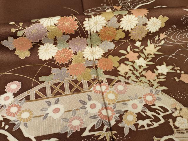 平和屋着物●訪問着 流水花籬文 金彩 正絹 逸品 AABF9635ck