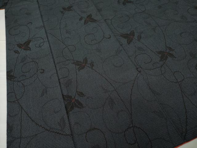 平和屋着物●本塩沢　110亀甲　花唐草文　正絹　逸品　AABF9636ck