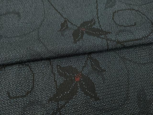 平和屋着物●本塩沢　110亀甲　花唐草文　正絹　逸品　AABF9636ck