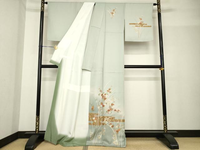 平和屋着物●訪問着　エ霞花文　暈し染め　金彩　正絹　逸品　AABF9637ck