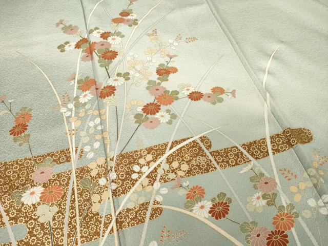 平和屋着物●訪問着　エ霞花文　暈し染め　金彩　正絹　逸品　AABF9637ck
