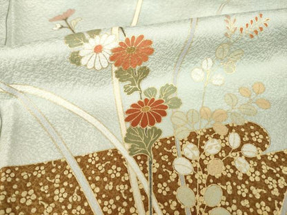 平和屋着物●訪問着　エ霞花文　暈し染め　金彩　正絹　逸品　AABF9637ck