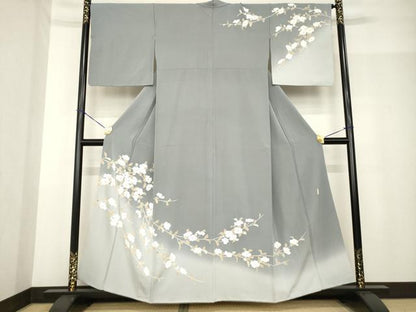 平和屋着物●訪問着　作家物　枝花文　暈し染め　金彩　正絹　逸品　AABF9638ck