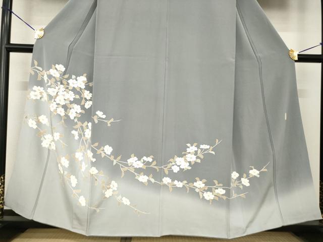 平和屋着物●訪問着　作家物　枝花文　暈し染め　金彩　正絹　逸品　AABF9638ck