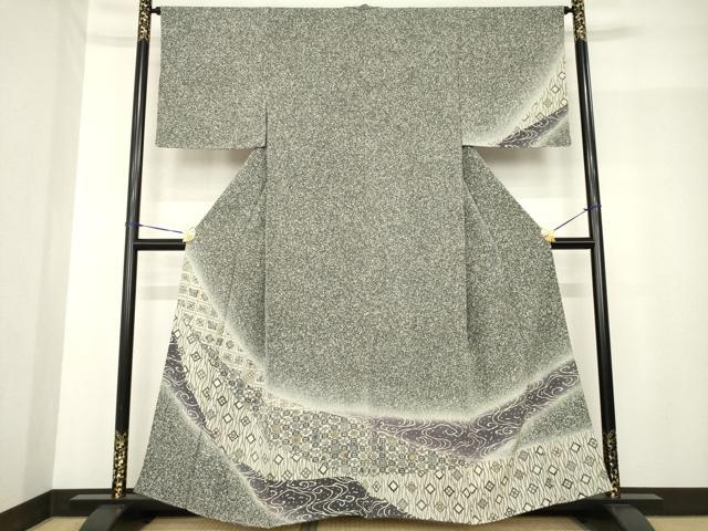 平和屋着物●訪問着 型染め 流水花蝶文 暈し染め 正絹 逸品 未使用 AABF9639ck