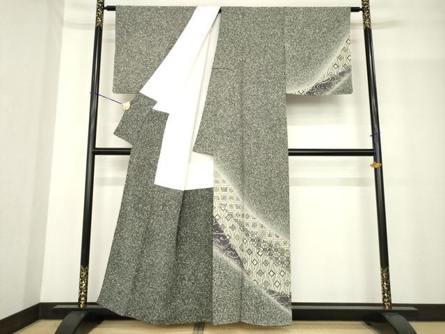 平和屋着物●訪問着 型染め 流水花蝶文 暈し染め 正絹 逸品 未使用 AABF9639ck