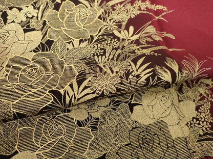 平和屋着物●豪華振袖　薔薇　バラ　暈し染め　金彩　正絹　逸品　AABF9640ck