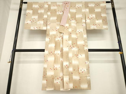 平和屋着物●長襦袢　無双仕立て　扇面花文　暈し染め　半衿刺繍　正絹　逸品　未使用　AABF9644ck