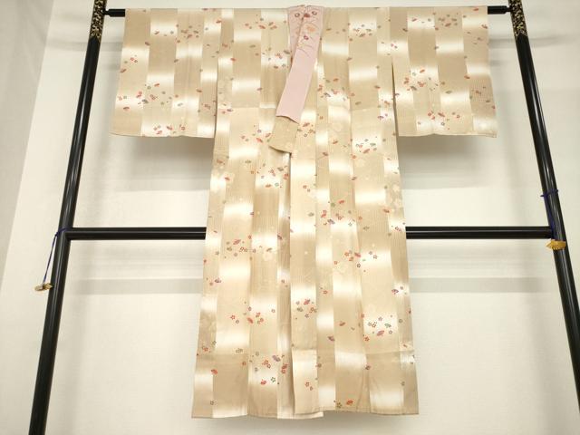 平和屋着物●長襦袢　無双仕立て　扇面花文　暈し染め　半衿刺繍　正絹　逸品　未使用　AABF9644ck