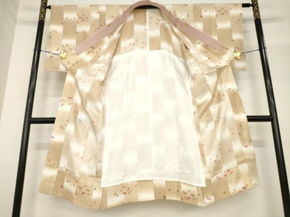 平和屋着物●長襦袢　無双仕立て　扇面花文　暈し染め　半衿刺繍　正絹　逸品　未使用　AABF9644ck
