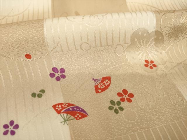 平和屋着物●長襦袢　無双仕立て　扇面花文　暈し染め　半衿刺繍　正絹　逸品　未使用　AABF9644ck