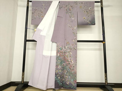 平和屋着物●訪問着 更紗花鳥文 暈し染め 金彩 正絹 逸品 AABF9647ck