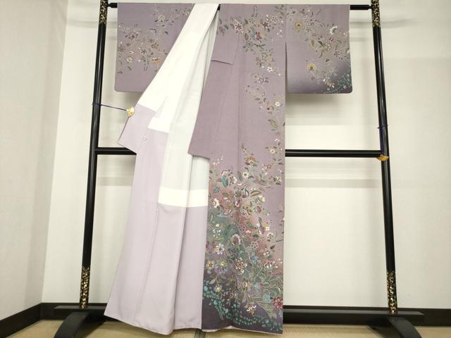 平和屋着物●訪問着 更紗花鳥文 暈し染め 金彩 正絹 逸品 AABF9647ck