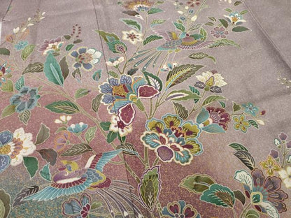 平和屋着物●訪問着 更紗花鳥文 暈し染め 金彩 正絹 逸品 AABF9647ck