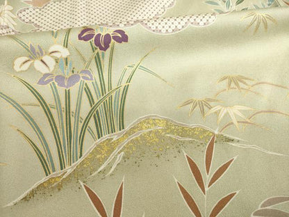 平和屋着物●訪問着 友禅 駒刺繍 松竹梅吉祥風景文 正絹 逸品 AABF9648ck