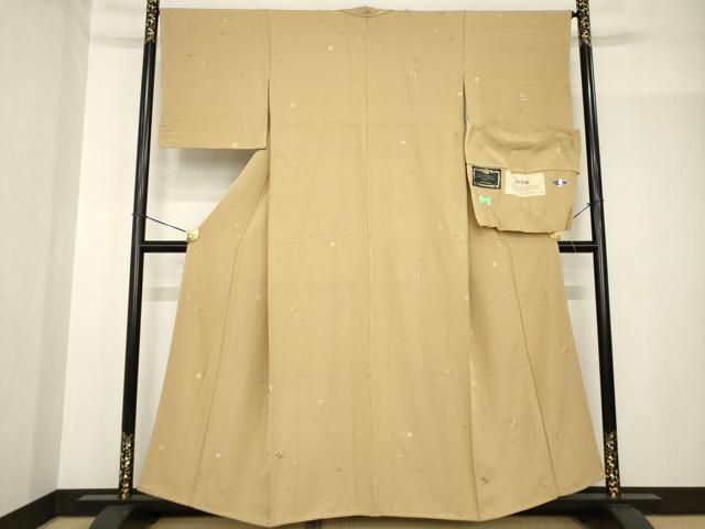 平和屋着物●上質な小紋　総刺繍　唐花舞　特殊堅牢染　手縫工芸　金糸　正絹　逸品　未使用　AABF9649ck