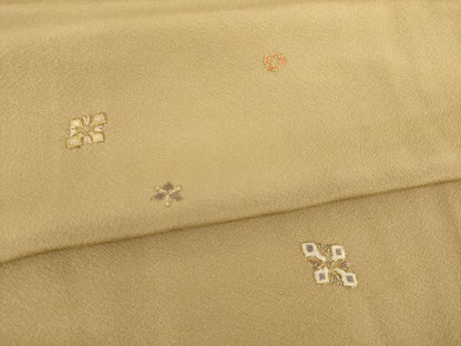 平和屋着物●上質な小紋　総刺繍　唐花舞　特殊堅牢染　手縫工芸　金糸　正絹　逸品　未使用　AABF9649ck