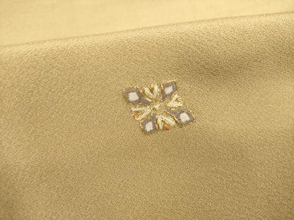 平和屋着物●上質な小紋　総刺繍　唐花舞　特殊堅牢染　手縫工芸　金糸　正絹　逸品　未使用　AABF9649ck