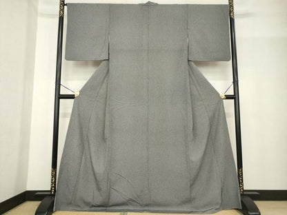 平和屋着物●江戸小紋　万筋　黒×白　ロング丈　洗える着物　AABF9650ck