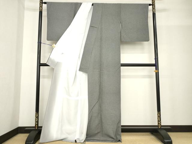 平和屋着物●江戸小紋　万筋　黒×白　ロング丈　洗える着物　AABF9650ck