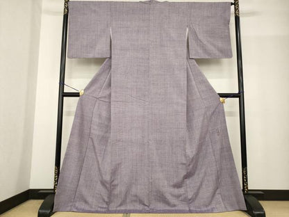 平和屋着物●五代目・諏訪好風　紬　葡萄鼠色　ロング丈　正絹　逸品　AABF9656ck