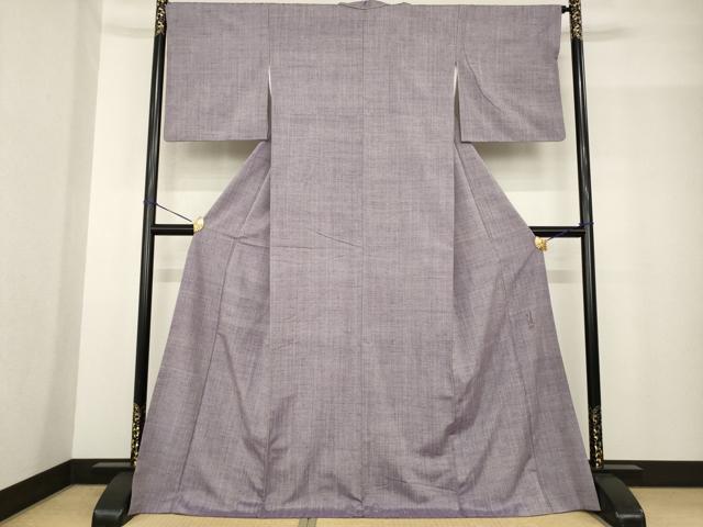 平和屋着物●五代目・諏訪好風　紬　葡萄鼠色　ロング丈　正絹　逸品　AABF9656ck