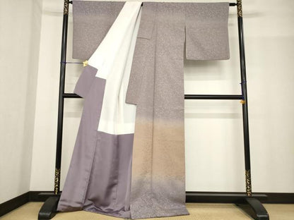 平和屋着物●お召　訪問着　花唐草文　暈し染め　正絹　逸品　AABF9657ck