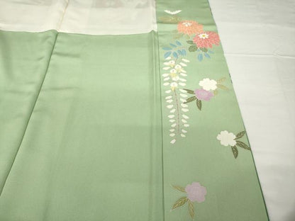 平和屋着物●豪華振袖 友禅 作家物 花車文 暈し染め 正絹 逸品 AABF9660ck