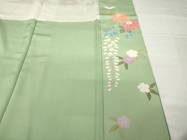 平和屋着物●豪華振袖 友禅 作家物 花車文 暈し染め 正絹 逸品 AABF9660ck