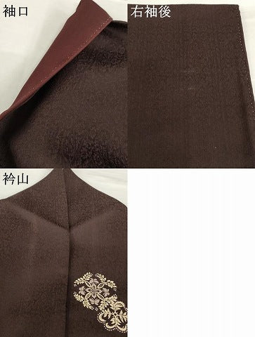 平和屋着物●印傳　小紋　飾花文　烏羽色地　正絹　逸品　AABF9661ck