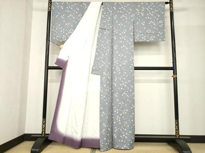平和屋着物●上質な小紋　舞花文　正絹　逸品　AABF9669ck