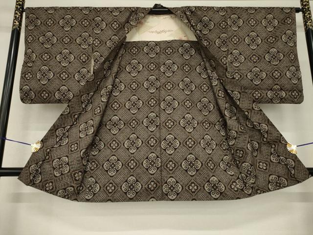 平和屋着物●男性 本場大島紬 龍郷絣 アンサンブル 花菱文 正絹 逸品 AABF9671ck