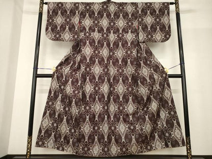 平和屋着物●本場大島紬 割込絣 花菱文 正絹 逸品 AABF9673ck