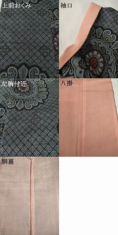 平和屋着物●本場大島紬　割込絣　舞花文　正絹　逸品　AABF9676ck