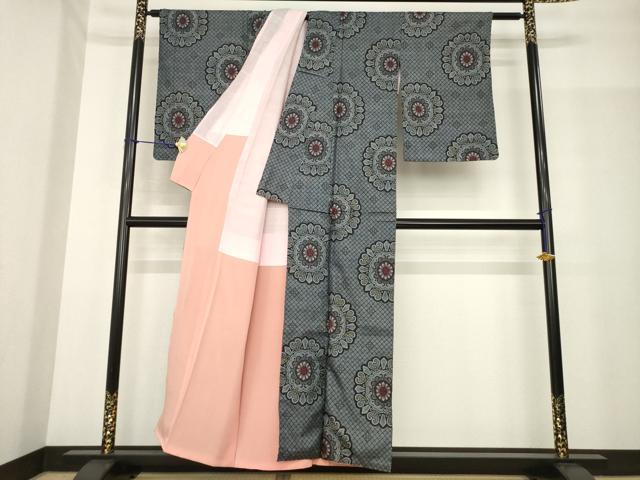 平和屋着物●本場大島紬　割込絣　舞花文　正絹　逸品　AABF9676ck
