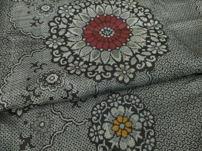 平和屋着物●本場大島紬　割込絣　花丸文　正絹　逸品　AABF9677ck