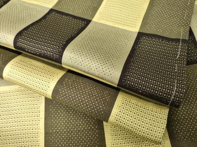 平和屋着物●上質な紬　100亀甲　格子　正絹　逸品　AABF9678ck