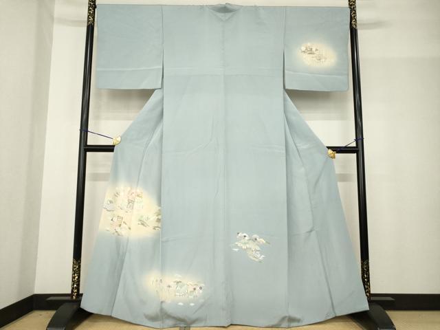 平和屋着物●訪問着 友禅 風景花文 暈し染め 正絹 逸品 AABF9679ck