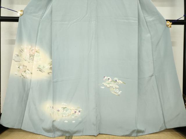 平和屋着物●訪問着 友禅 風景花文 暈し染め 正絹 逸品 AABF9679ck