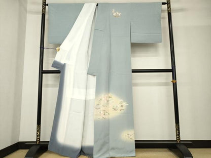 平和屋着物●訪問着 友禅 風景花文 暈し染め 正絹 逸品 AABF9679ck