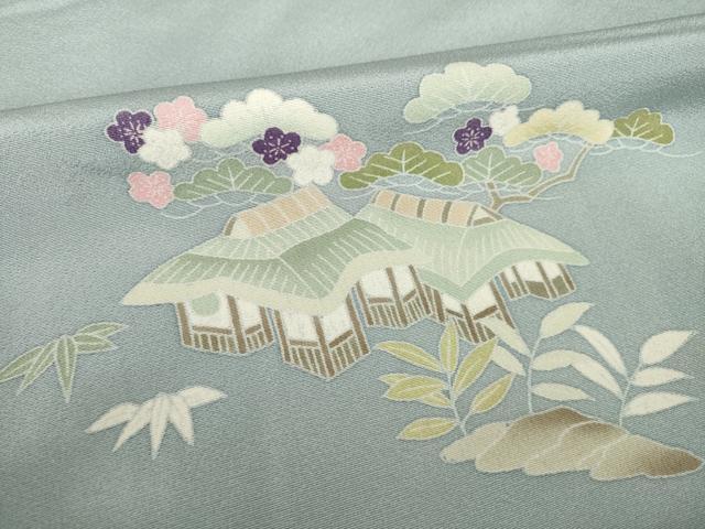 平和屋着物●訪問着 友禅 風景花文 暈し染め 正絹 逸品 AABF9679ck