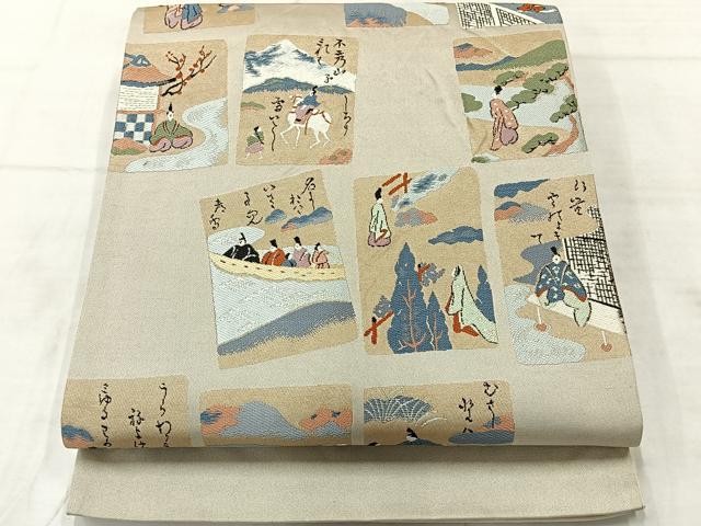 平和屋着物◎六通柄袋帯 詩歌 正絹 逸品 AABF9683uk