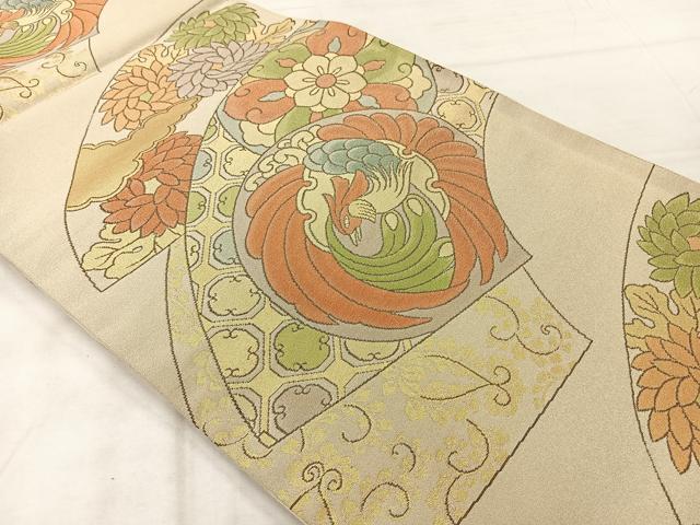 平和屋着物◎六通柄袋帯　花鳥文　金糸　正絹　逸品　AABF9689uk