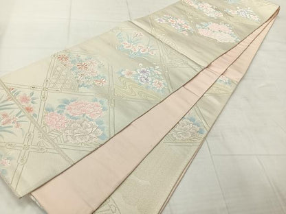 平和屋着物◎六通柄袋帯　唐織　天井花文　金銀糸　正絹　逸品　AABF9690uk