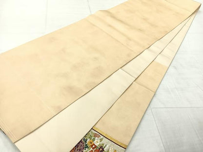 平和屋着物◎太鼓柄袋帯　唐織　飾花文　金糸　正絹　逸品　AABF9694uk